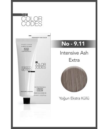 THE COLOR CODES PERMANENT CREAM HAIR DYE 9.11 EXTRA INTENSIVE ASH 60 ML