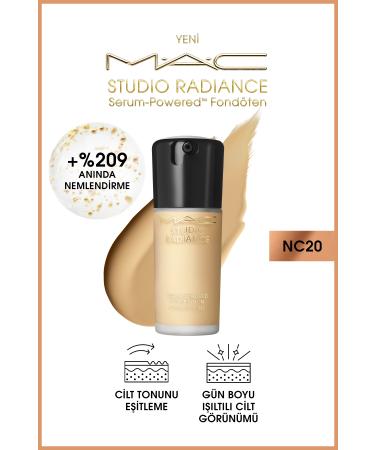 Mac Studio Radiance NC20 Powered Serum Foundation for Plump and Radiant Skin 30 ml FNDTN184