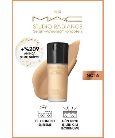 Mac Studio Radiance NC16 Powered Serum Foundation for Plump and Radiant Skin 30 ml FNDTN190