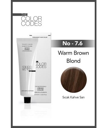 THE COLOR CODES PERMANENT CREAM HAIR DYE 7.6 WARM BROWN YELLOW 60 ML
