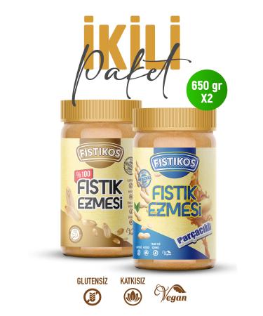 FISTIKOS 0 Sugar-free and Sweet Pieces 2-Pack Peanut Butter 650g X2