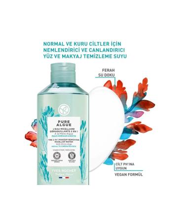 Yves Rocher Pure Algue - Detoxifying Moisturizing and Revitalizing Purifying - Micellar Water with Prebiotics 400ml - Buy Online on GoSupps.com