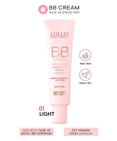 Lollis BB Cream 01 Light / Light Tone Moisturizing Effective Natural Concealer Aloe Vera Green Tea Extract 35ml