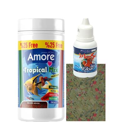 AMORE Tropical Mix Selection 125ml Sera Flora 30gr Clarifier 30cc Aquarium Fish Food Basket