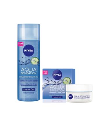 NIVEA Aqua Sensation Revitalizing Facial Cleansing Gel 200 ml + Care Cream 50 ml