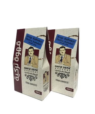 HAFIZ USTA COFFEE Extra Cardamom Turkish Coffee Ground Very Roasted 200gr X2