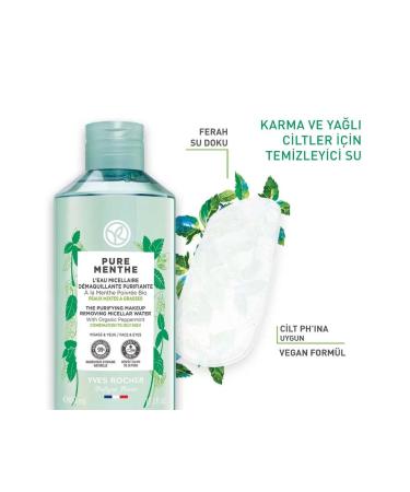 Yves Rocher Pure Menthe-Tonic Effective Purifying-Prebiotic Pore Tightening Mattifying Micellar Water 400ml - Buy Online on GoSupps.com