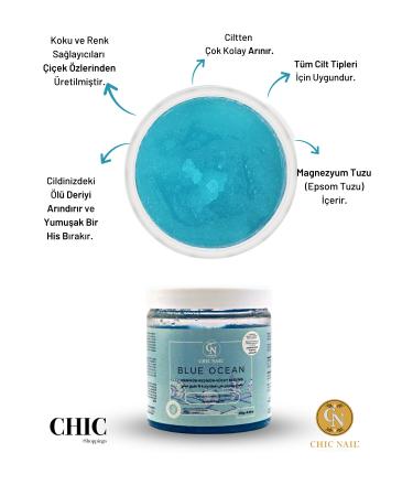 Chic Nail Manicure - Pedicure - Body Peeling Blue Ocean 250 grams / Epsom Salt / English Salt