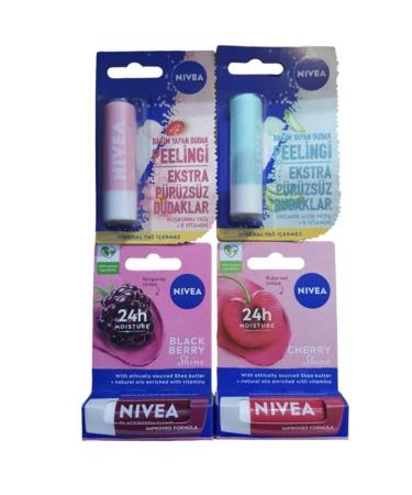 NIVEA Lip Lip Care Cream Fruity Series 4 X 4.8gr