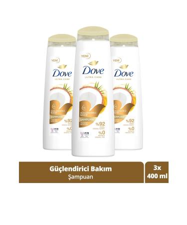 Dove Ultra Care Hair Care Shampoo Strengthening Care Coconut Oil 400 ml X3 Pieces