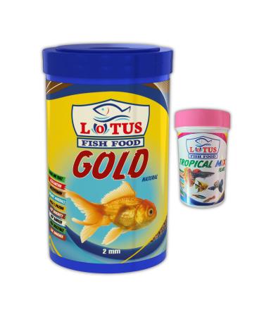 Lotus Gold Natural 1000ml Japanese Tropical Mix Flakes 100ml Tropical Flake Fish Food