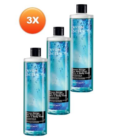 Avon Senses Ocean Surge Mint and Sea Scented Hair and Body Men's Shower Gel 500 Ml. Set of Three - Buy Online on GoSupps.com