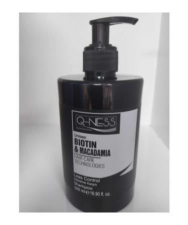 Q-NESS PROFESSIONAL Unisex Biotin & Macadamia Anti-Hair and Repair Shampoo 500 Ml GK r n891