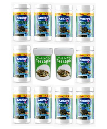 AMORE Turtle Calcium Green Sticks 10x125 ml Turtle Floating Food Terrapin 2x100ml
