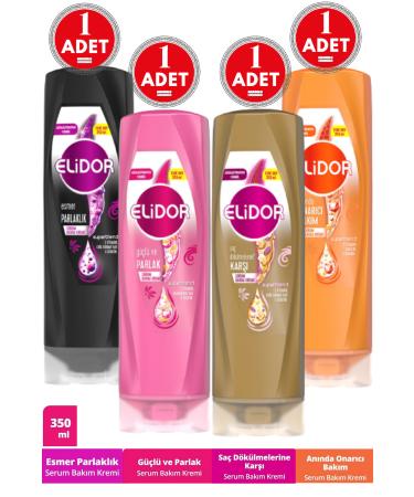 Elidor Serum Hair Care Cream Against Hair Loss + Strong and Shiny + Instant Repair + Brunette Shine