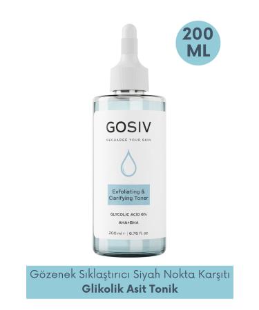 Gosiv Pore Tightening Anti-Blackhead Tonic (Glycolic Acid 6% + AHA BHA) 200 ML