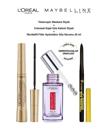 L'Oreal Paris Loreal Telescopic-Filler Eye Serum-Kajal Pencil-Vivid Effective Looks Eye Care and Makeup Set