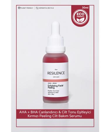 The Resilence Skincare Aha & Bha Revitalizing & Skin Tone Equalizing Red Peeling Skin Serum 30 Ml (aha 10% + Bha 2)