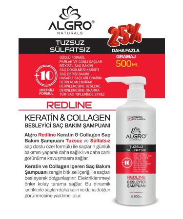 Algro Redline Keratin & Collagen Nourishing Hair Care Shampoo Anti-Loss Salt-Free Sulfate-Free 500 Ml. - Buy Online on GoSupps.com