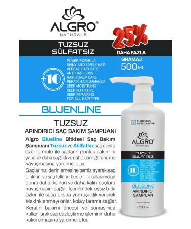 Algro Blueline Salt-Free Purifying Hair Care Shampoo Repairing Plant Extract Sulfate-Free 500 Ml. - Buy Online on GoSupps.com