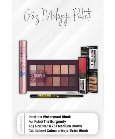 Maybelline New York Colossal Eye Pencil Tatto Eyebrow Mascara 257 Eyeshadow Palette Burgundy and Waterproof