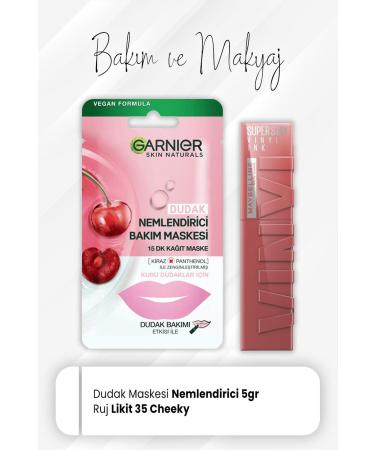 Garnier Lip Care Mask and Super Stay Ink Liquid Lipstick 35 Cheeky