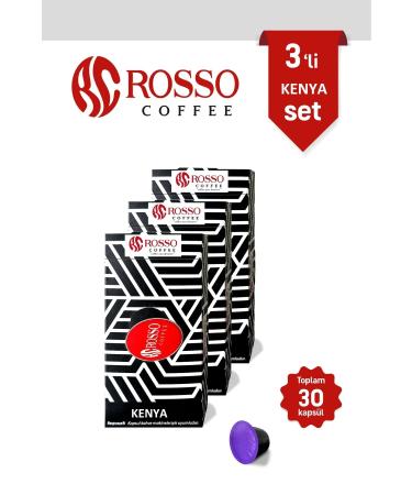 rosso coffee Kenya Capsule Coffee Set of 3 10 Pack - Compatible with Nespresso Machines