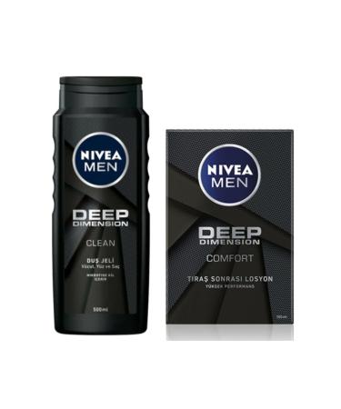 NIVEA Men Deep Dimension Shower Gel 500 Ml + Deep Dimension Aftershave Lotion 100 Ml