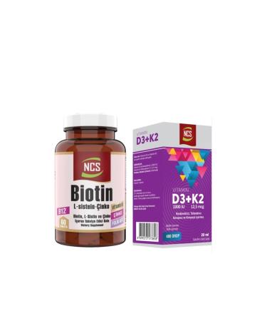 Ncs Biotin Zinc B12 2500 Mcg 60 Tablets + Vitamin D3 K2 20 Ml