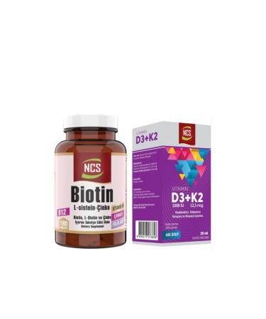 Ncs Biotin Zinc B12 2500 Mcg 180 Tablets+vitamin D3 K2 20 Ml