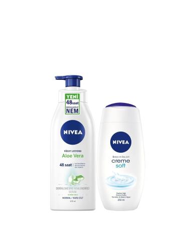 NIVEA Pump Aloe Vera Oil Body Lotion 400 Ml + Shower Gel Cr me Soft 250 Ml