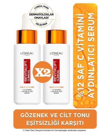 L'Oreal Paris Revitalift Clinical Pure Vitamin C Brightening Serum 30 ml 2 Pieces