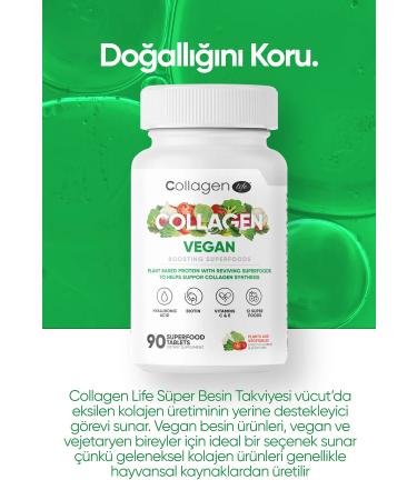 Collagen Life Vegan Collagen Supplement with Biotin Hyaluronic Acid Amino Acid and Plant-Based Protein Powder 90 Tablets - Buy Online on GoSupps.com