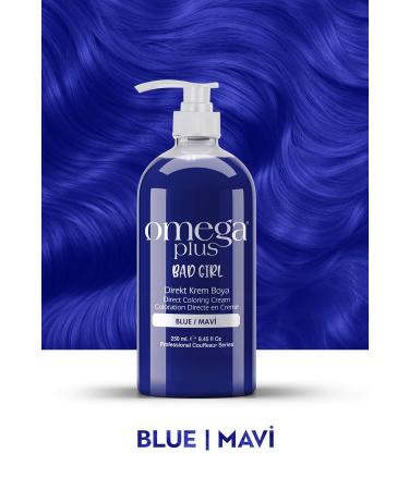 Omega Plus Bad Girl BLUE Ammonia Free Color Hair Dye 250ML - Buy Online on GoSupps.com