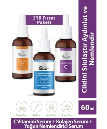 Dr. Galenus Vitamin C Collagen and Intensive Moisturizing Triple Care Serum Set (60 ML)