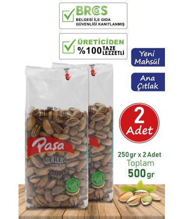 Pasha Nuts Roasted Pistachios Transparent Package 250 gr X 2 Pieces (FIRST QUALITY)