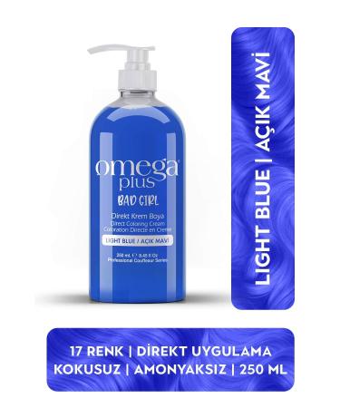 Omega Plus Bad Girl LIGHT BLUE Ammonia Free Color Hair Dye 250ML
