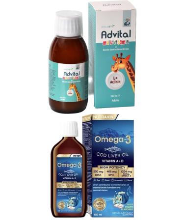 estellife L+Arginine Multivitamin Advital 150 ml-Fish Oil Tutti Frutti Flavored Omega3 150 ml - Buy Online on GoSupps.com