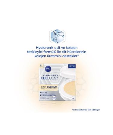 NIVEA Cellular Expert Finish 3in1 Cushion Tinted Light Tone Face Care Cream 15ml Hyaluron and Collagen - Buy Online on GoSupps.com