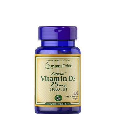 Puritan's Pride Vitamin D3 25 Mcg 1000 IU 100 Softgels