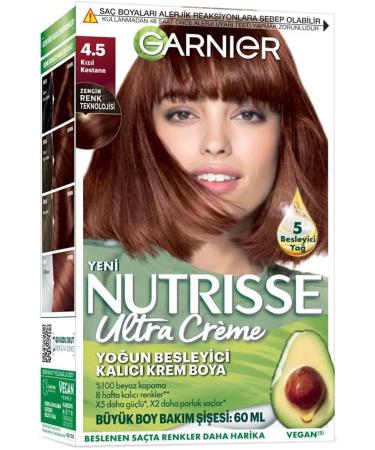 Garnier Nutrisse Intensive Nourishing Permanent Cream Hair Dye 4.5 Red Chestnut