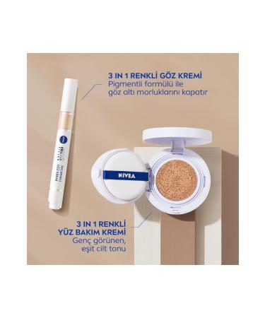 NIVEA Cellular Expert Finish 3in1 Cushion Tinted Light Tone Face Care Cream 15ml Hyaluron and Collagen - Buy Online on GoSupps.com