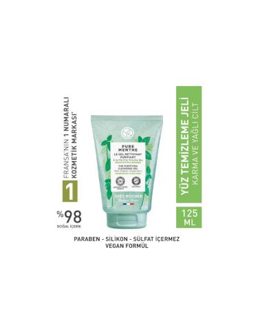 Yves Rocher Face Wash Gel Oily Skin Pure Algue Detoxifying Moisturizing and Revitalizing Prebiotic 125 ml