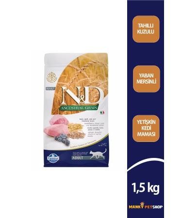 N & D BLUEBERRY CEREALS LAMB ADULT CAT FOOD 1.5 KG