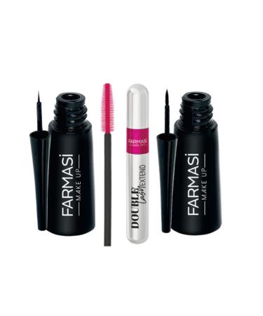 Farmasi Eye Makeup Set Double Lash Extend Double Effect Mascara + Thin Tip Thick Tip Deeplook Dipliner 4.5 g