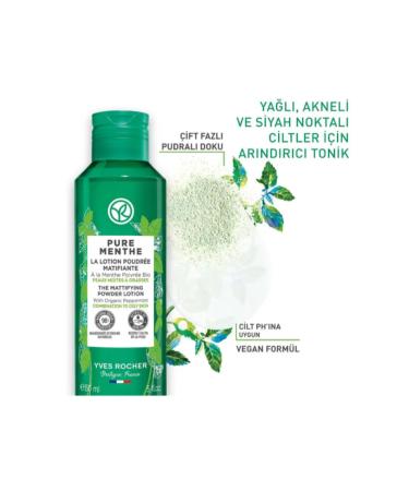 Yves Rocher Powder Toner - Combination and Oily Skin Pure Menthe Instant Mattifying Prebiotic Glycolic Acid 150 ml - Buy Online on GoSupps.com
