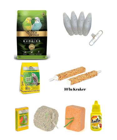 PureCanpati Budgie Needs Kit (food vitamins crackers squid energy block mineral block)