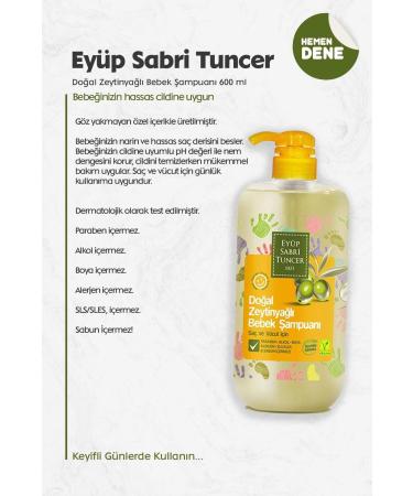 Ey p Sabri Tuncer Natural Olive Oil Baby Shampoo 600 ml - Buy Online on GoSupps.com