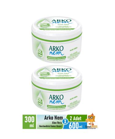 Arko Nem Aloe Vera Moisturizing Care Cream 300 Ml x 2 Pieces