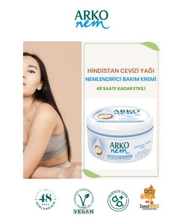 Arko Nem Coconut Oil Moisturizing Care Cream 300 Ml x 4 Pieces - Buy Online on GoSupps.com